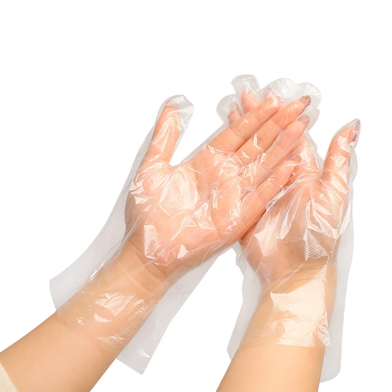 Ühekordselt läbipaistvad selged plastkindad